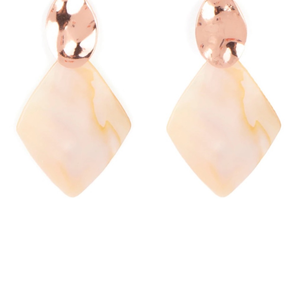paparazzi Rose Gold and Cream Diamond Drop Earrings